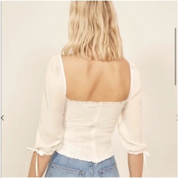 Reformation Grove Top, Ivory, Size 8 - Picture 4 of 6